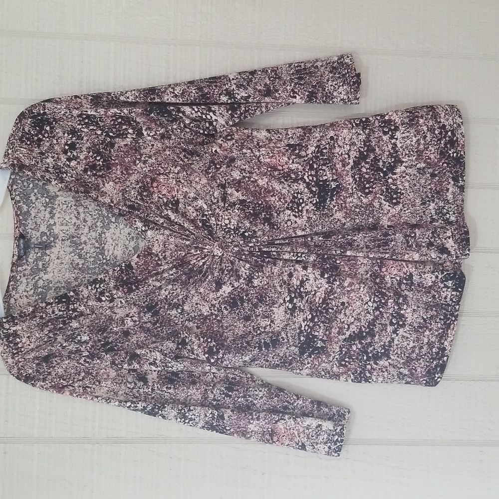 Daisy Fuentes Top Large Brown & Pink Multi-colored